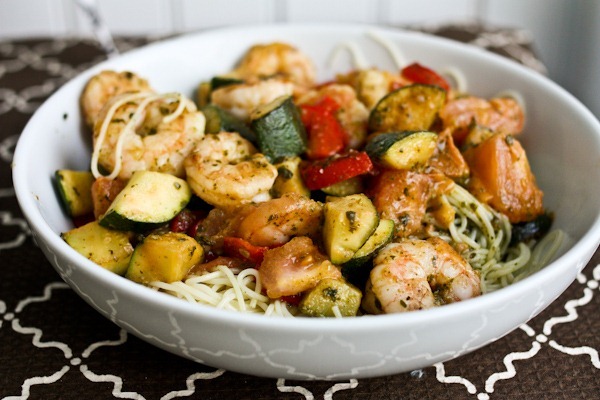 Pesto Zucchini Noodles and Shrimp Recipe | Diethood