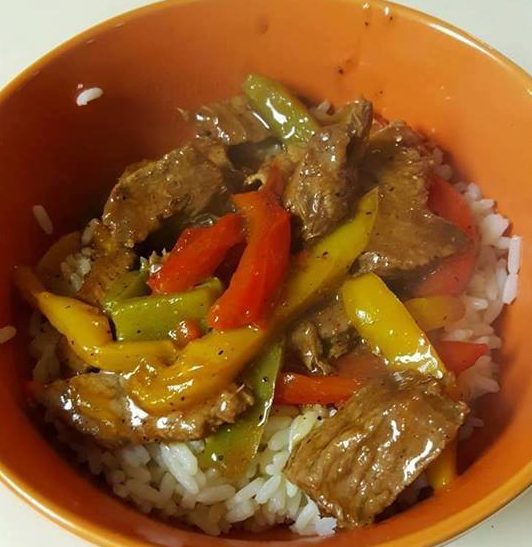 Peppered Steak and Rice