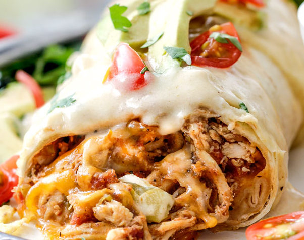 SMOTHERED BAKED CHICKEN BURRITOS