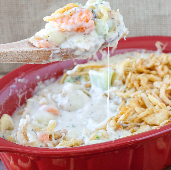 Creamy Swiss Cheese Mixed Vegetable Casserole