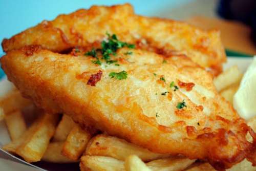 Beer-battered fish and chips