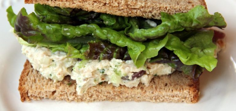 Chicken Salad Sandwich with Bok Choy, Red Grapes and Walnuts