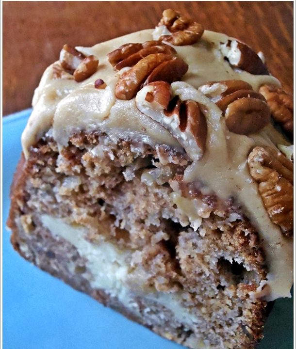Apple Cream Cheese Bundt Cake With Caramel Pecan Frosting