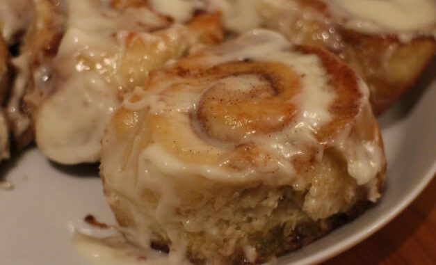 ONE-HOUR CINNAMON ROLLS WITH CREAM CHEESE FROSTING.
