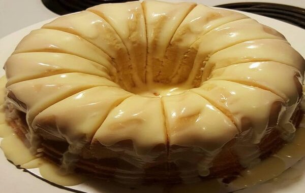 VANILLA BUTTERMILK POUND CAKE WITH CREAM CHEESE GLAZE