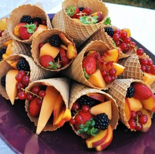 Waffle Cones with Fruit