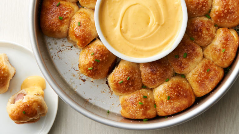 Stuffed Pretzel Dippers with Cheesy Mustard Dip
