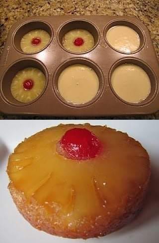 Pineapple upside down cupcakes