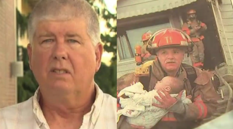 Firefighter saves baby and is in tears when he receives a letter after 17 years